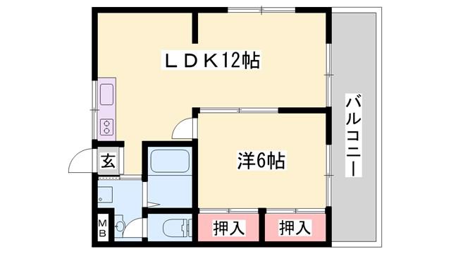 ロイヤルメゾン白浜(1LDK/2階)の間取り写真
