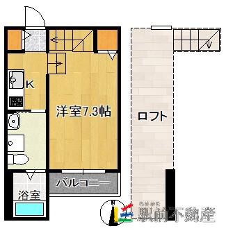 ARIES二日市(1K/2階)の間取り写真