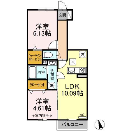 ボヌール有永(2LDK/1階)の間取り写真