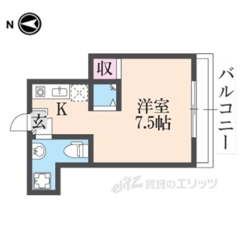 ハイム京都下鴨(1K/2階)の間取り写真