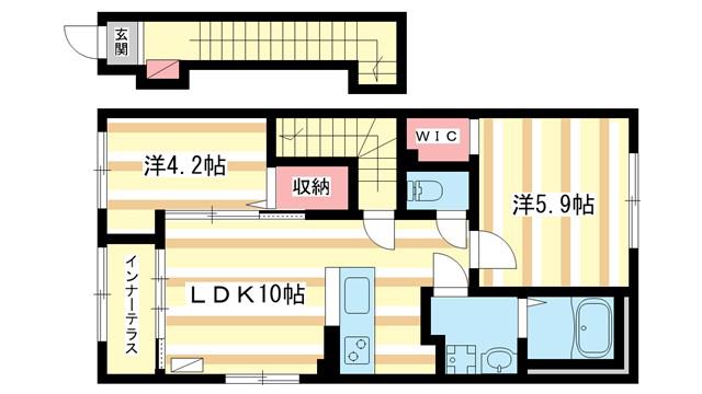 南京終7丁目アパート(2LDK/2階)の間取り写真