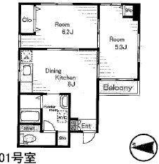 江畑ビル(2DK/1階)の間取り写真