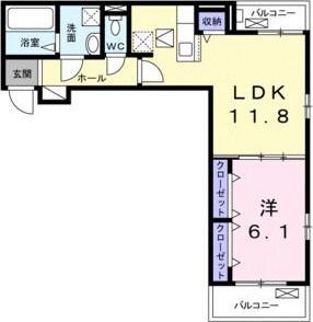 ブリーズ スクエア(1LDK/1階)の間取り写真