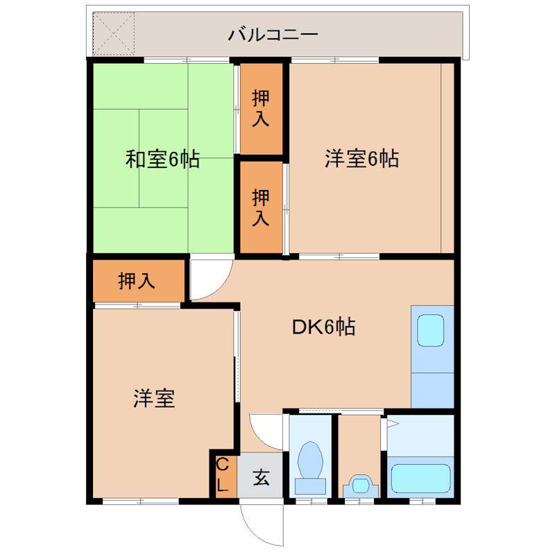アーバン比佐津(3DK/2階)の間取り写真