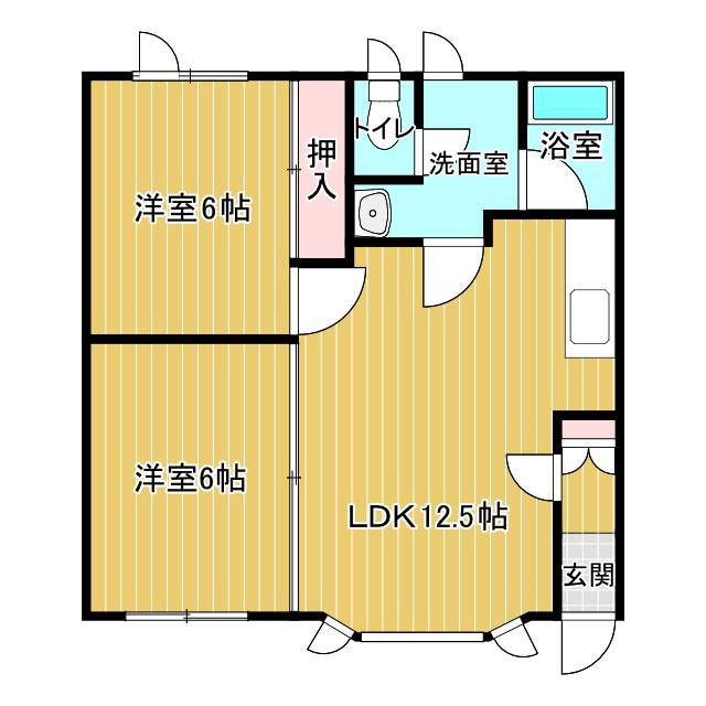 ハイツ夕陽ヶ丘(2LDK/2階)の間取り写真
