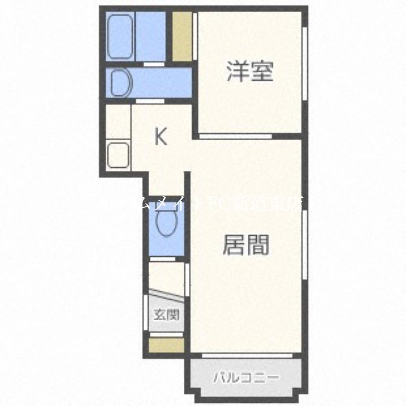 グランメール麻生(1LDK/1階)の間取り写真