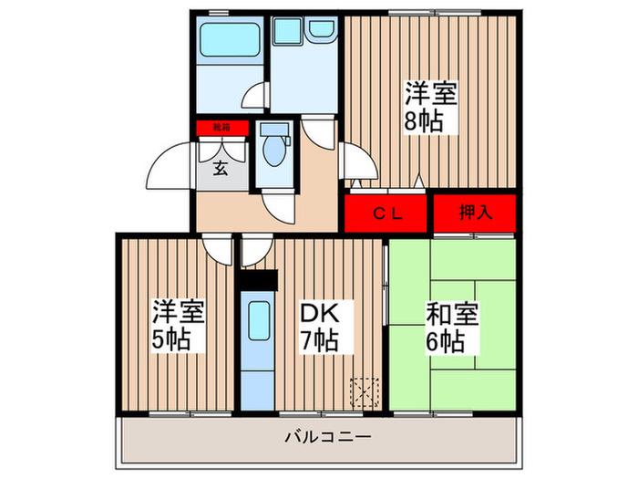 エクセル矢嶋(3DK/2階)の間取り写真