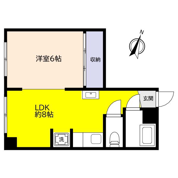 佳三マンション(1LDK/2階)の間取り写真