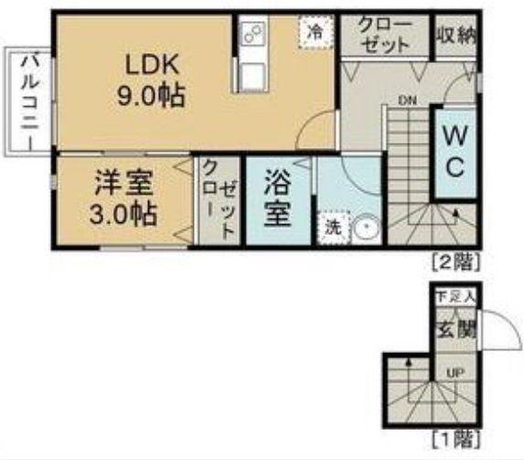ピュアランド岩切(1LDK/2階)の間取り写真