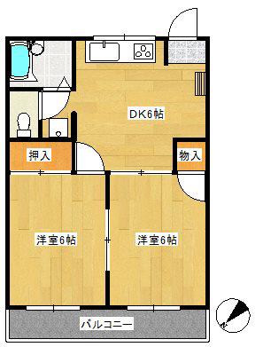 ハイツT(2DK/1階)の間取り写真