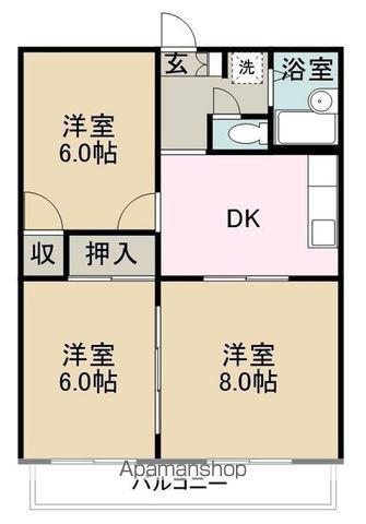 パルメゾンF1(3DK/2階)の間取り写真