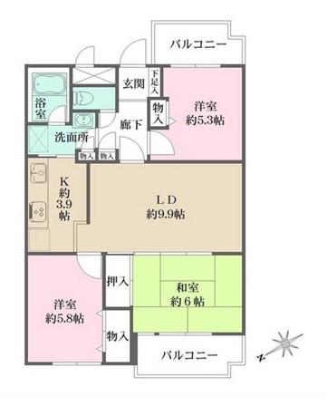藤和シティコープ東寺尾(3LDK/2階)の間取り写真