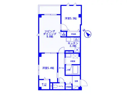 プルメリア東白楽(2LDK/4階)の間取り写真