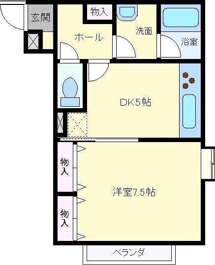 アパルタメント・ファーヒル(1DK/1階)の間取り写真