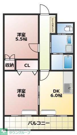 ハーヴェストI(2DK/1階)の間取り写真