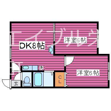 OMレジデンス栄町(2DK/4階)の間取り写真