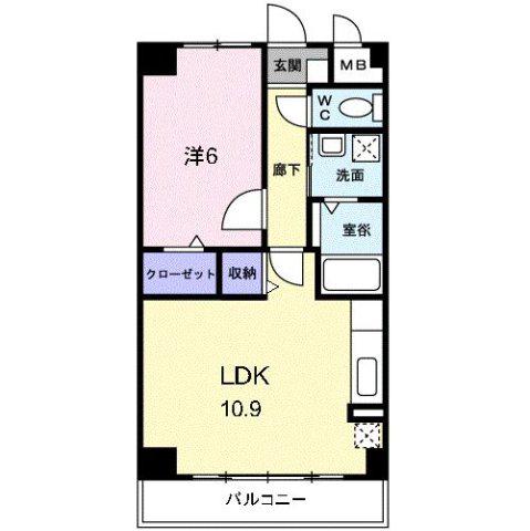 スカイマンション(1LDK/1階)の間取り写真