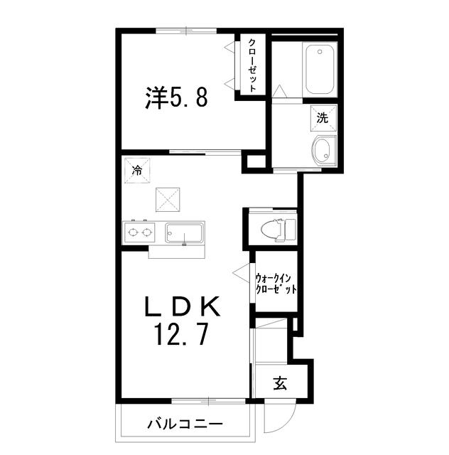 クレシア(1LDK/1階)の間取り写真