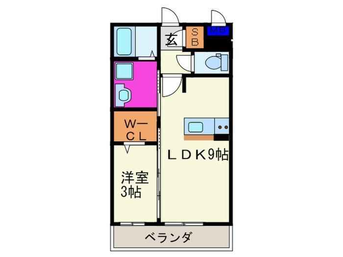 ルミエール京都(1LDK/1階)の間取り写真
