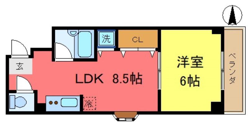 ファーストウッド西新小岩(1LDK/1階)の間取り写真