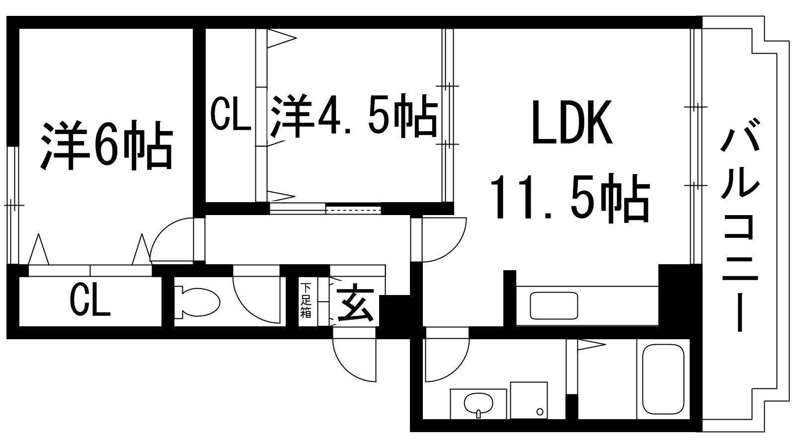 レシェンテ安倉(2LDK/2階)の間取り写真
