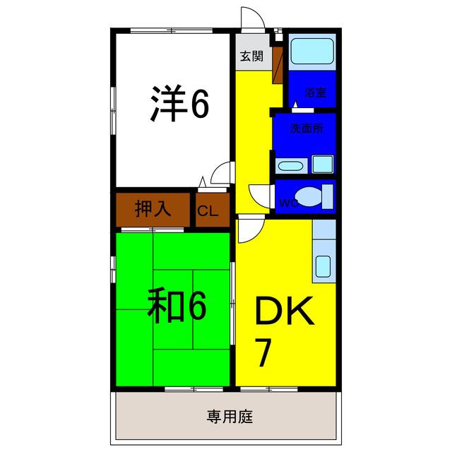エザンス中谷(2DK/1階)の間取り写真