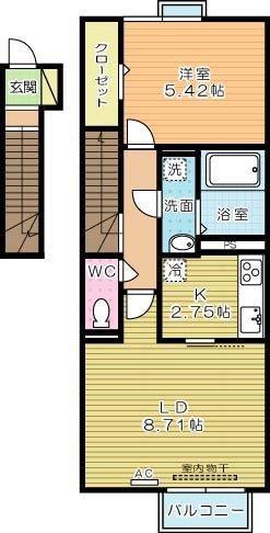 アカイユIII(1LDK/2階)の間取り写真