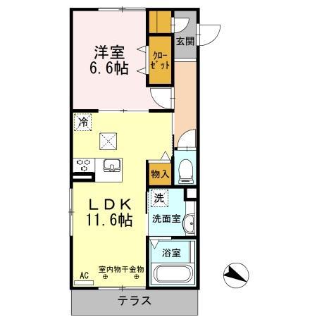 メルベーユ(1LDK/1階)の間取り写真