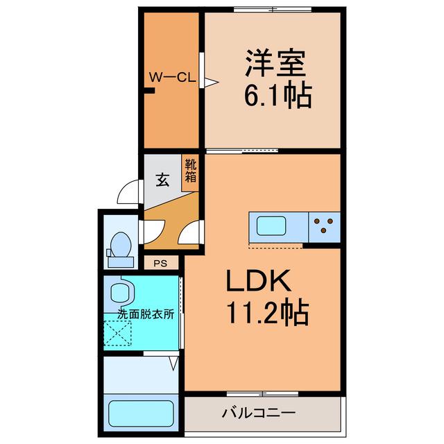 RUBYV(1LDK/2階)の間取り写真