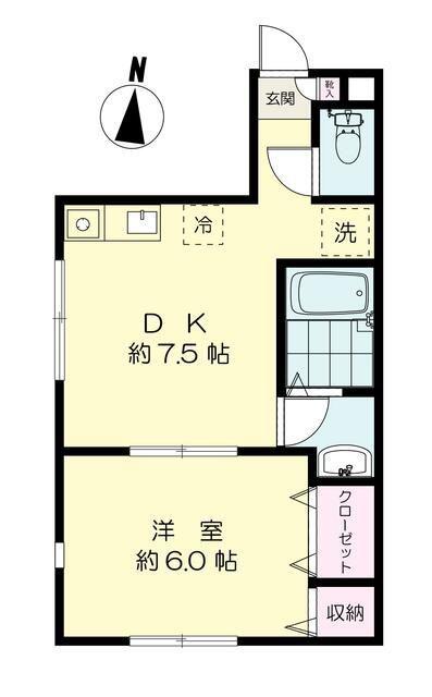 サウス多摩リバーC(1DK/1階)の間取り写真