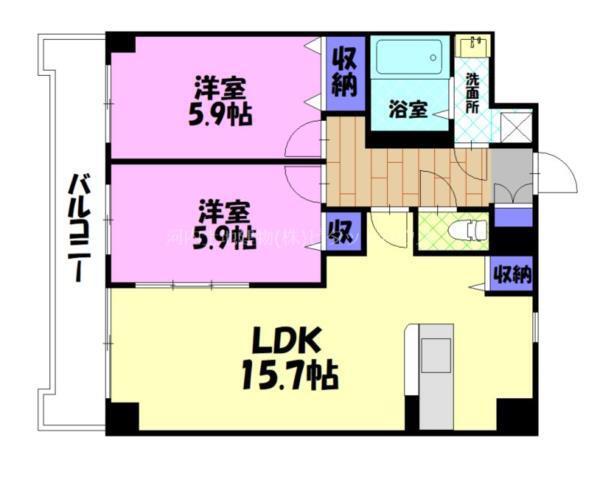 ソレイユ御蔵町(2LDK/4階)の間取り写真