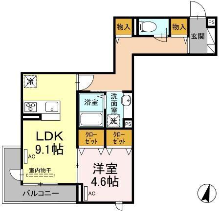 エクセリア上鷺宮II(1LDK/3階)の間取り写真