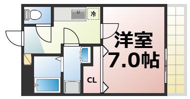 トレーデ(1K/3階)の間取り写真