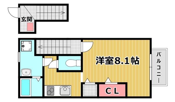 ブレーブエムズ(1K/2階)の間取り写真