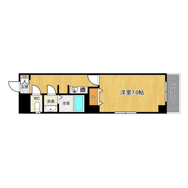 マンション谷(1K/2階)の間取り写真