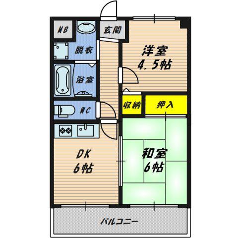 VIVA小山(2DK/8階)の間取り写真