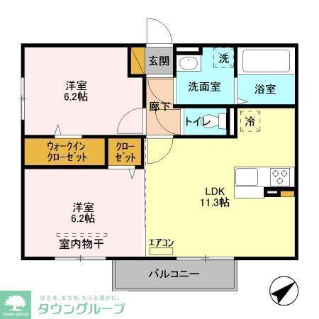 エクラシオール(2LDK/2階)の間取り写真