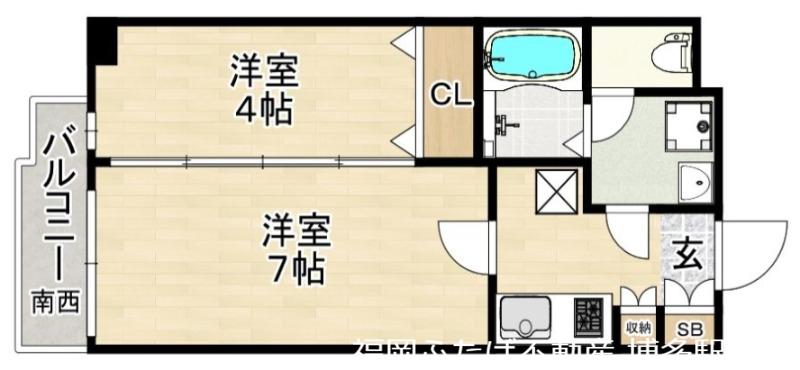 エンクレスト平尾II(2K/4階)の間取り写真