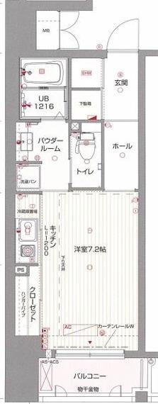 エイペックス東心斎橋I(1K/4階)の間取り写真
