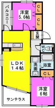 グランドゥールステラ(2LDK/1階)の間取り写真