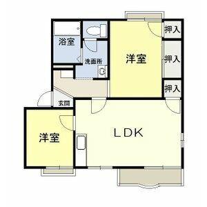 グリーンパティオB(2LDK/2階)の間取り写真