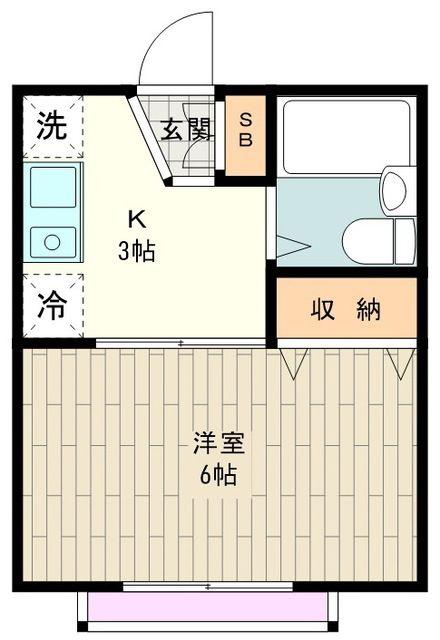 パークサイドハウスA(1K/1階)の間取り写真