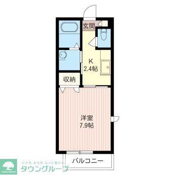 ウィンドミル(1K/2階)の間取り写真