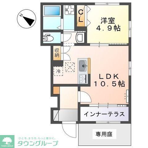 ルミエール(1LDK/1階)の間取り写真
