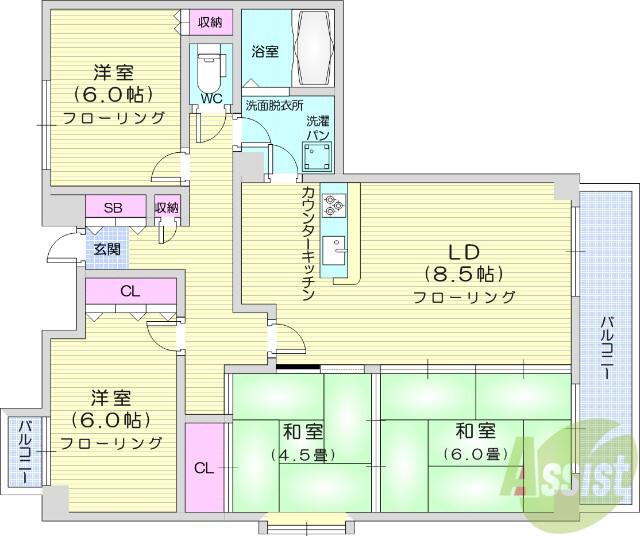 ダイアパレスグランシティ雨宮(4LDK/11階)の間取り写真