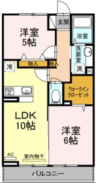 ソフィアさつき(2LDK/2階)の間取り写真
