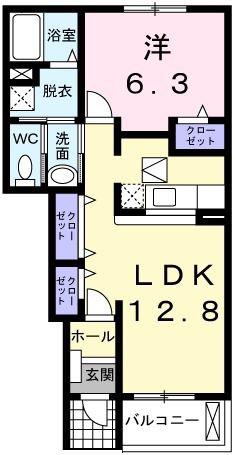 クラール雅(1LDK/1階)の間取り写真
