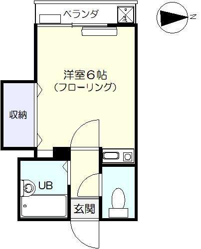 シルバーコーポ(ワンルーム/2階)の間取り写真