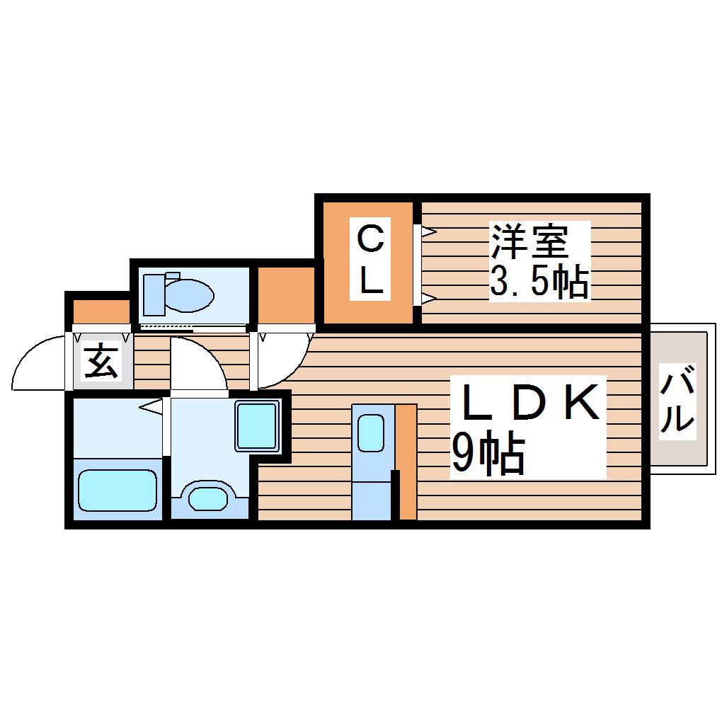 ラルーチェ・S(1LDK/1階)の間取り写真