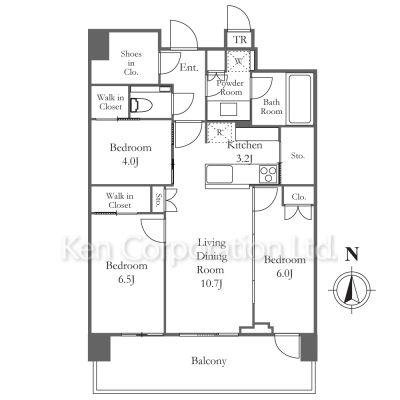 JIYUGAOKA MUSE SQUARE THE RESIDENCE(3LDK/11階)の間取り写真